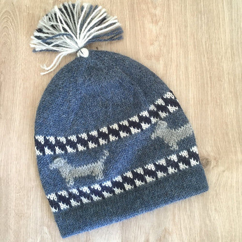 Mütze POLDI aus blauer Alpakawolle