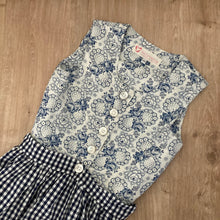 Kinder-Dirndl aus blauem Blüten-Vintagestoff