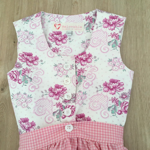 Kinder-Dirndl aus Vintagestoffen in Rosa